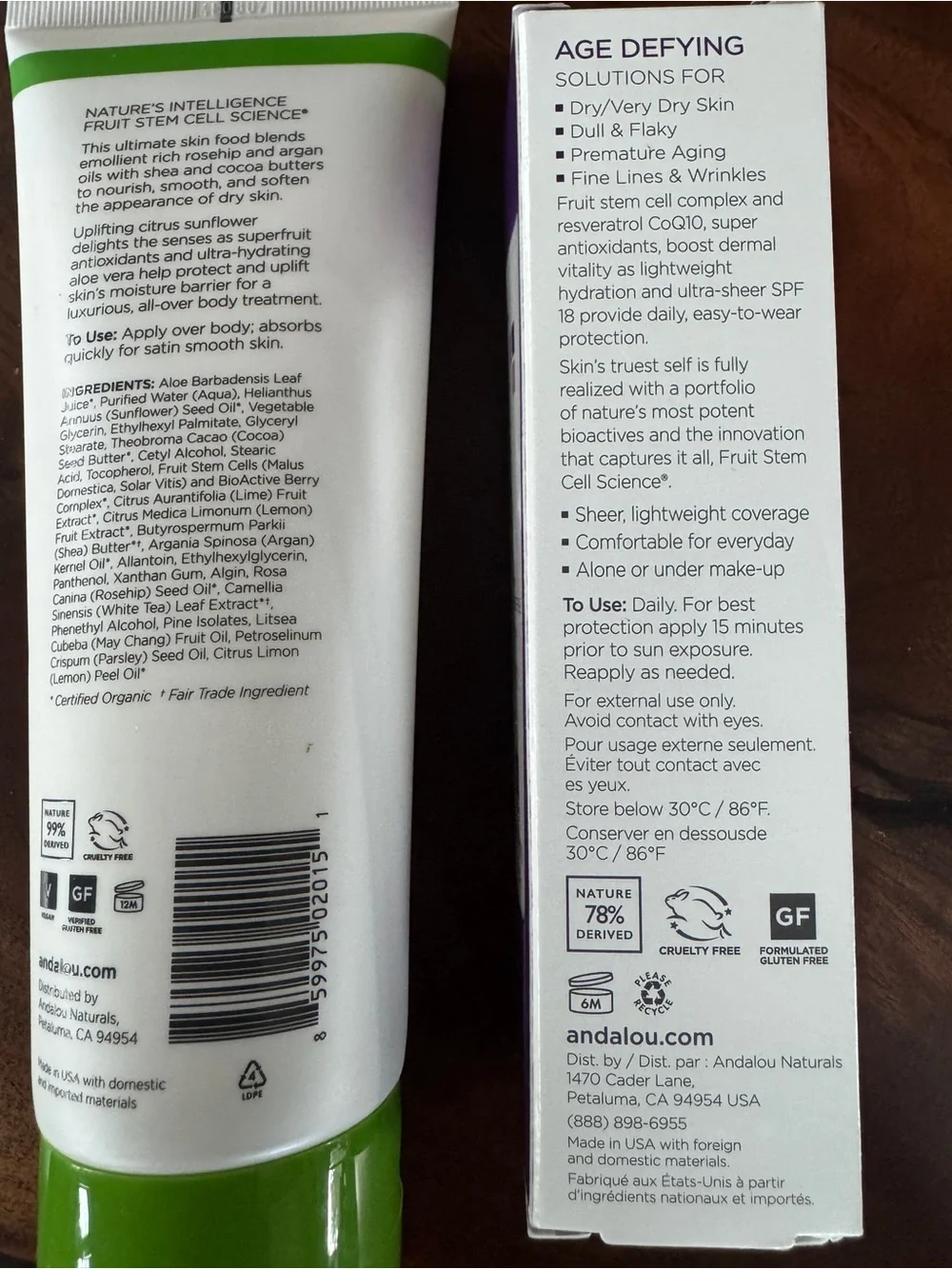 Andalou Naturals Citrus Sunflower Body Lotion + Daily Defense SPF 18 Face Lotion
